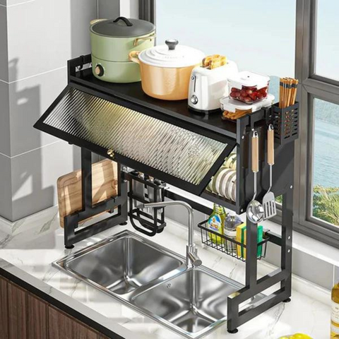Dish Rack with Cover, Over The Sink Kitchen Dish Drying Rack