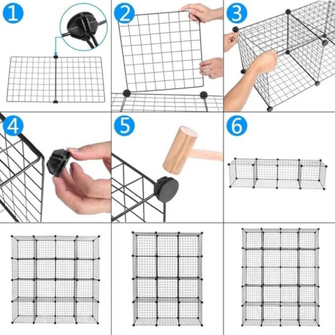 8 Cubes DIY Metal Grid Wire Wardrobe Organizer Home Decor Shelf