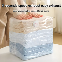 Reusable Self Compression Vacuum Storage Bag for Clothes, No Pump Needed