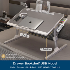 Adjustable Bed Laptop Table - Foldable Lifting Desk for Laptop, Study, Reading, Working