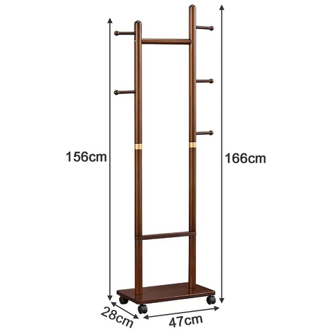 Wooden Hall Tree Clothing Organizer Rack with Hooks