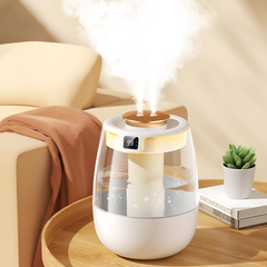Double Spray Desktop Air Humidifier Diffuser with Night Light White