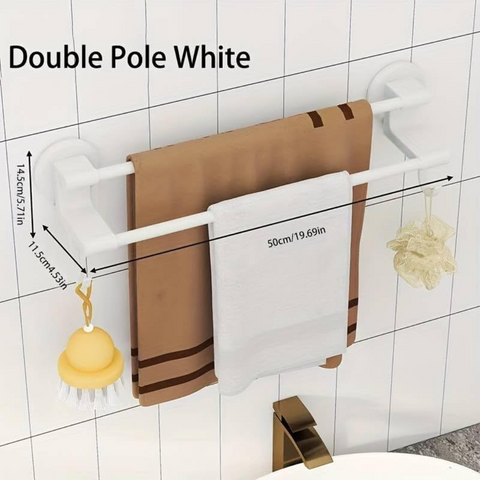 Wall Mounted Space Saving Towel Rack for Bathroom with Hooks