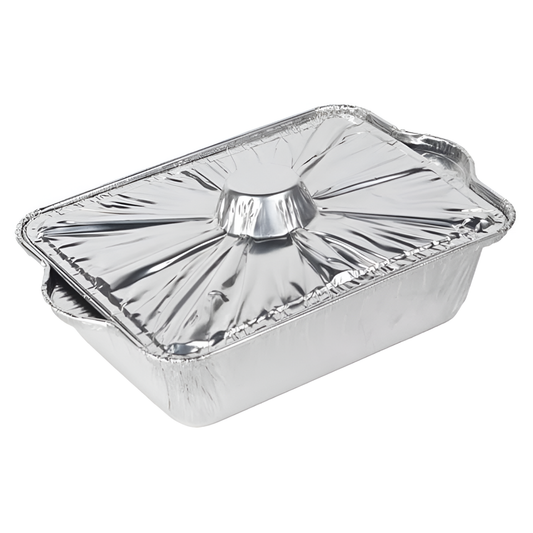 Square Shaped Food Packaging Container Aluminium Foil Pot with Lid