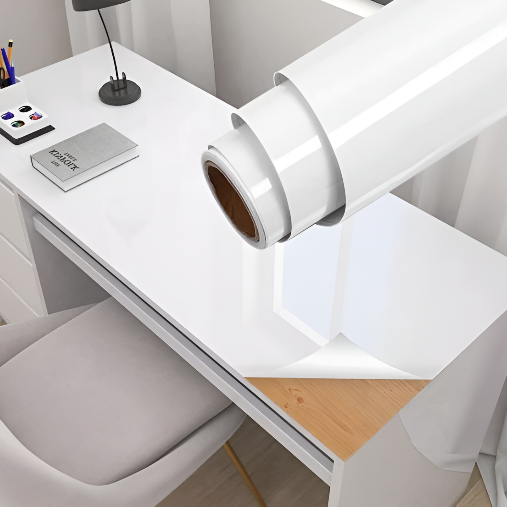 Self Adhesive Waterproof Plain White Wallpaper for Home Decor