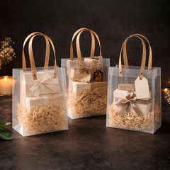 Translucent Plastic Gift Bag with Handle - Pack of 10 Pieces