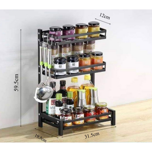 3 Layer Countertop Stainless Steel Spices Organizer Storage Rack for Kitchen