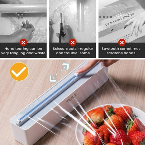 Cling Film Dispenser with Slide Cutter for Plastic Wrap