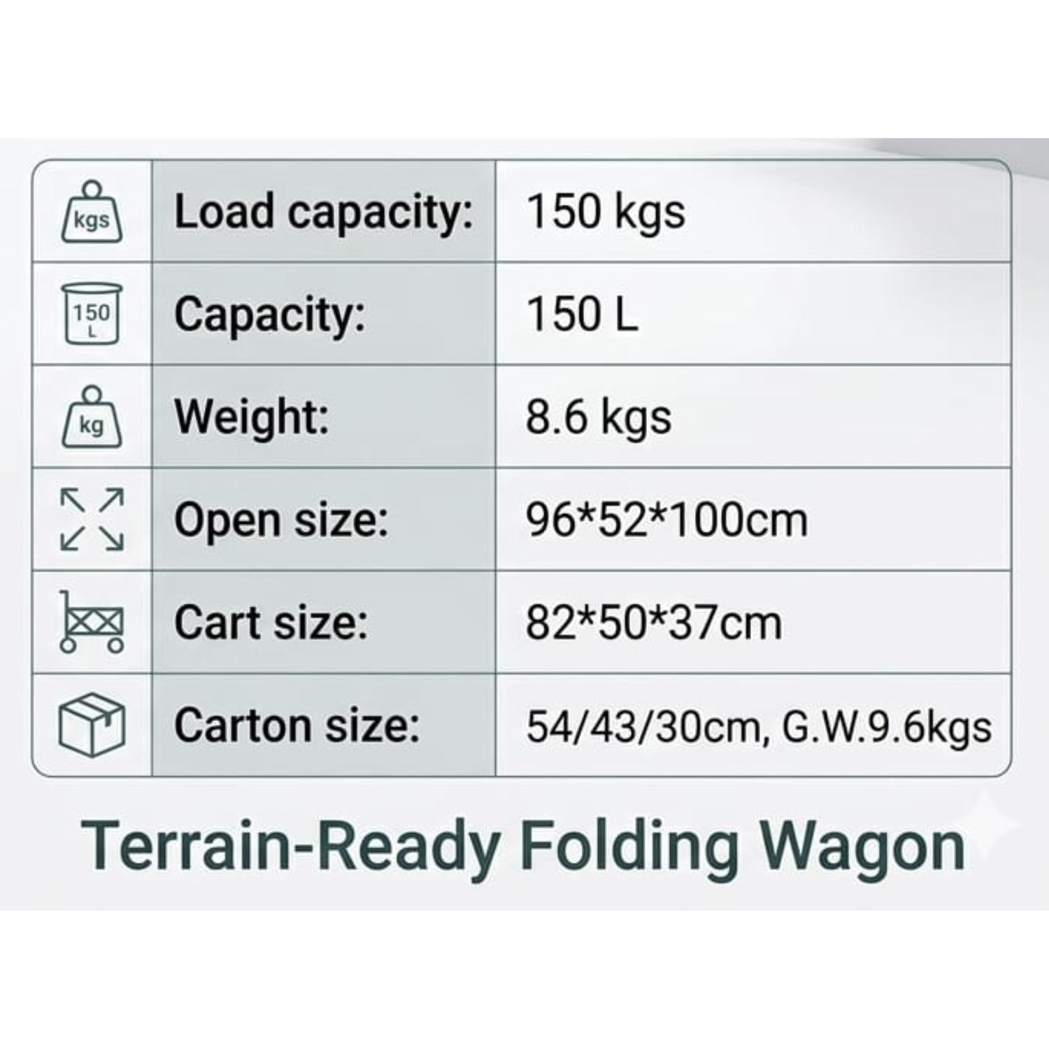 Heavy Duty Folding Wagon Trolley 150Kg Load Capacity SAHTA01