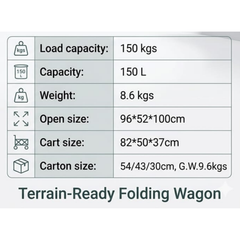 Heavy Duty Folding Wagon Trolley 150Kg Load Capacity SAHTA01