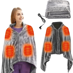 Portable USB Rechargeable Heating Outer Shawl Blanket with 3 Heating Levels