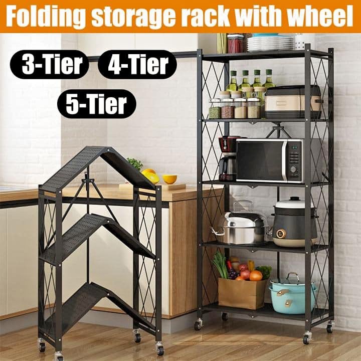 Multi Tier Heavy Duty Foldable Storage Rack with Wheels in Qatar – Qmax ...