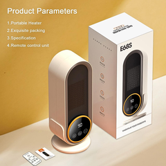 E68S 1200W Portable Electric Space Heater, Fast Heating With Remote Control, 3 Modes, Overheating Protection for Office Home