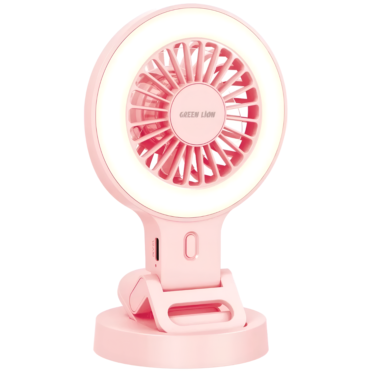 Green Lion Air Glow Clip On Rechargeable Fan with Ring Light