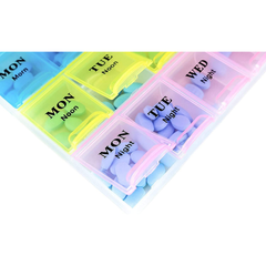 7 Day Weekly Pill Organizer Box, Three-Times-a-Day Tablet Medicine Storage