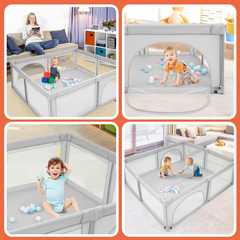 Playpen 150 x 200 cm, with 2 Pull Handles and 10 Balls