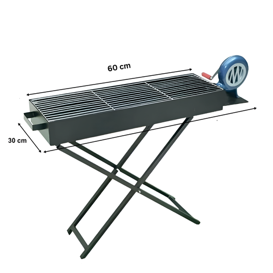 Folding BBQ Grill with Blower Fan for Outdoor Camping 30 x 60 CM