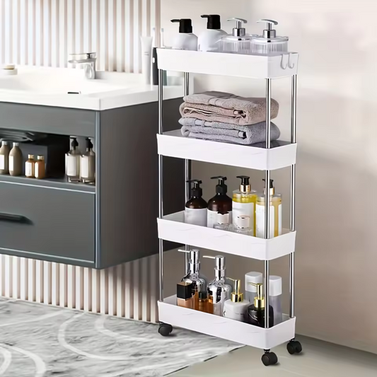 4 Tier Kitchen Shelf Trolley Rack, Multi-functional Storage Organizer Cart