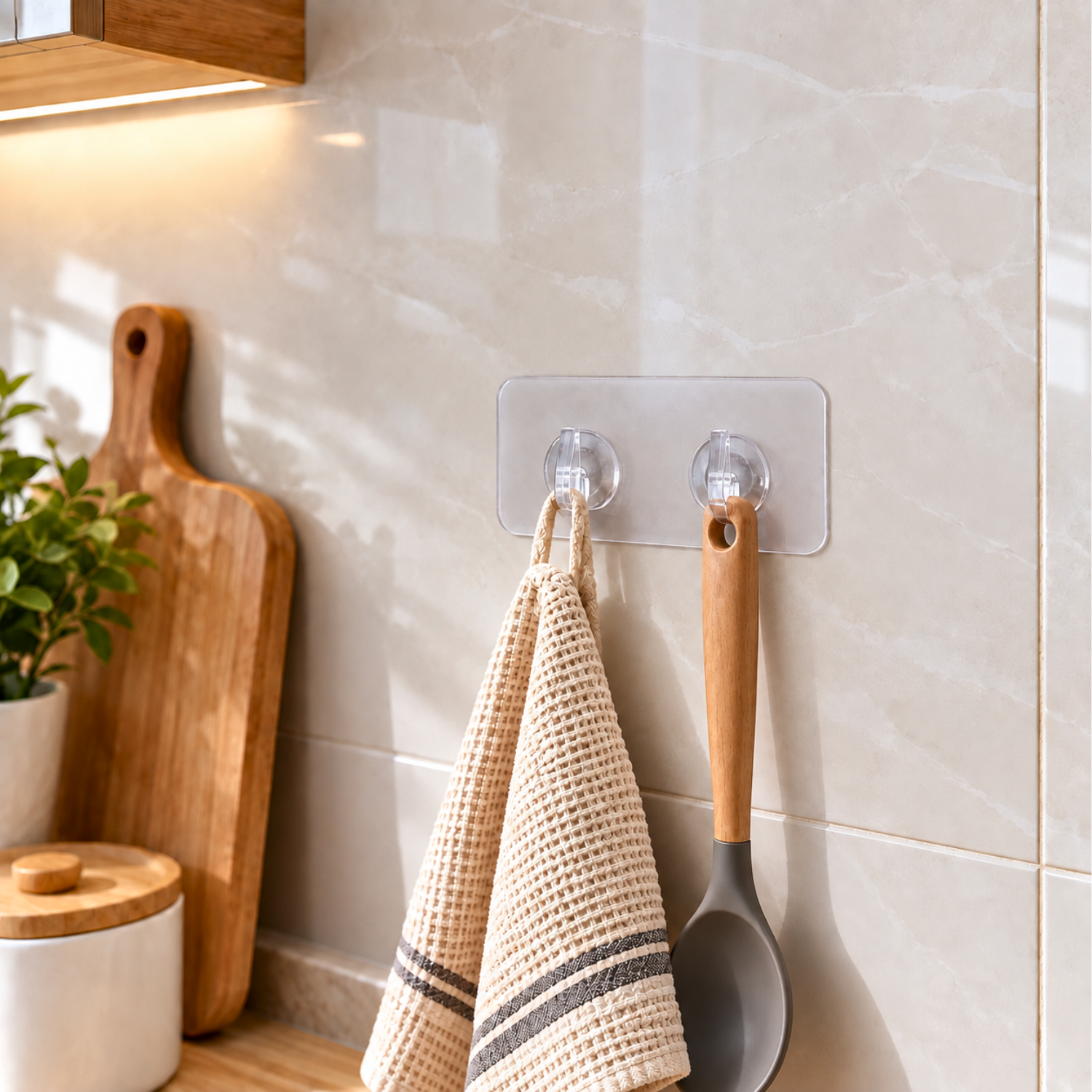 Clear Adhesive Double Hook Wall Strips