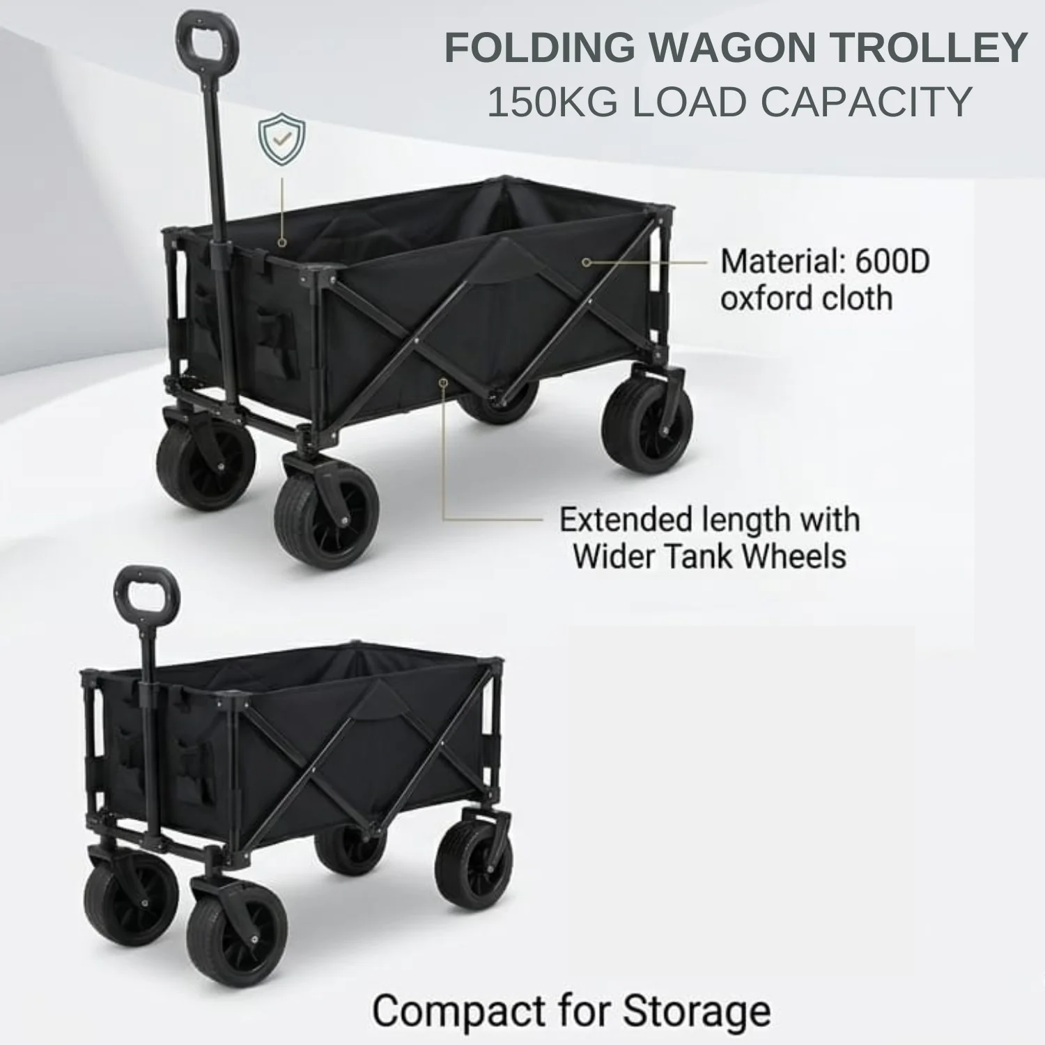 Heavy Duty Folding Wagon Trolley 150Kg Load Capacity SAHTA01