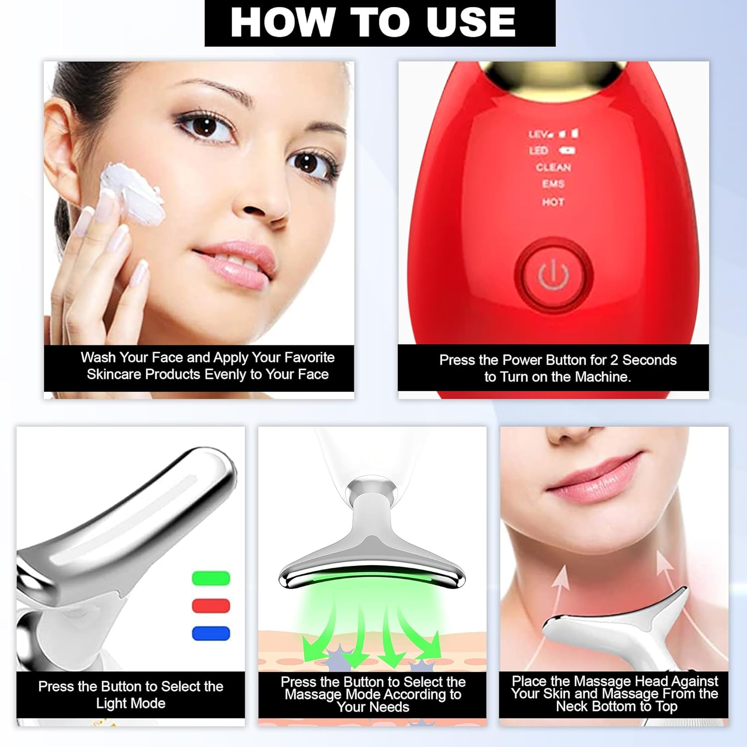 High Frequency Vibration Skin Rejuvenation Device, Face n Neck Wrinkle Remover