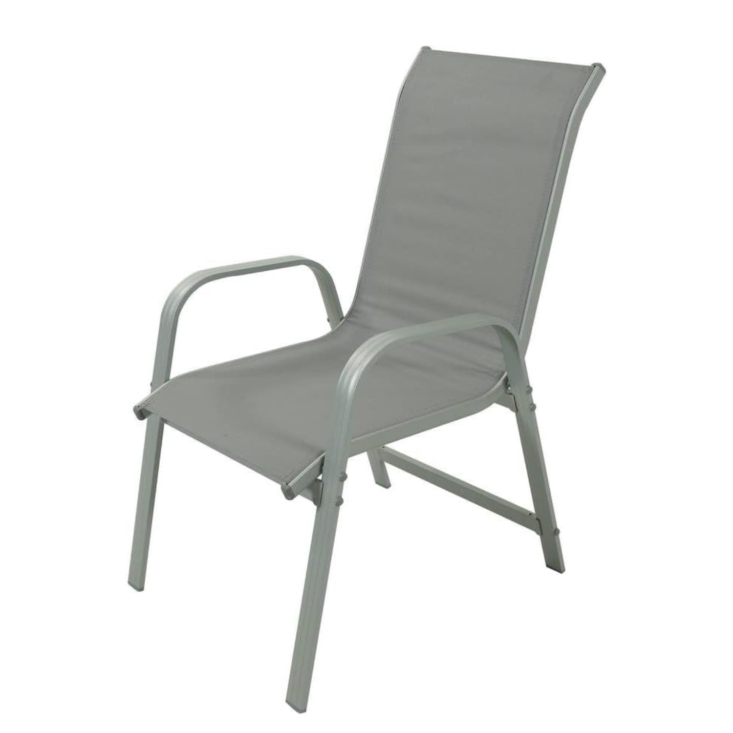 6 Seater Steel and Textilene Chairs with Center Glass Table Patio Garden Furniture