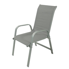 6 Seater Steel and Textilene Chairs with Center Glass Table Patio Garden Furniture