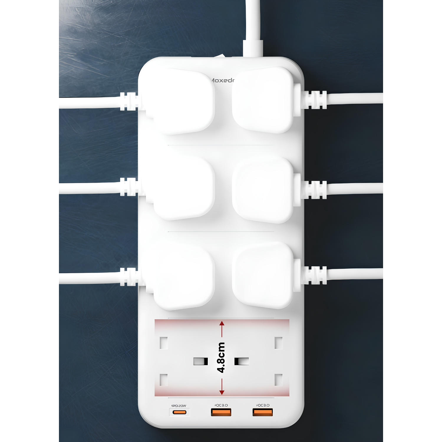 Moxedo Power Strip Surge Protector with 8 AC Outlets and 3 USB Ports, 2M Cable Length