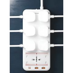 Moxedo Power Strip Surge Protector with 8 AC Outlets and 3 USB Ports, 2M Cable Length