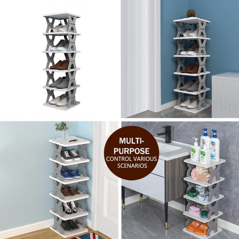 6 Layer Stackable Folding Shoe Rack for Entryway