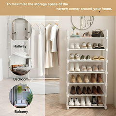 7 Tier Multi Purpose Shoe Rack and Detachable Book Storage Organizer Stand