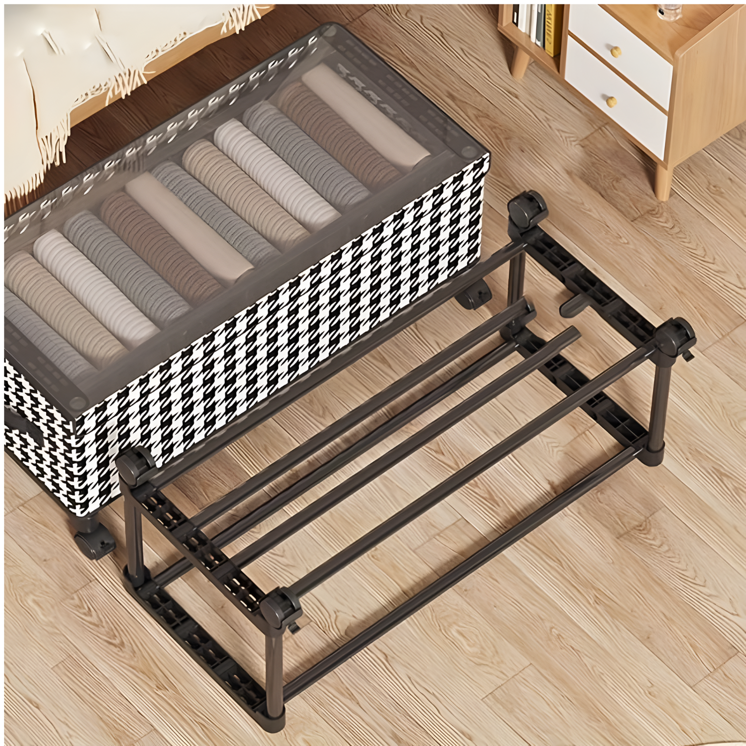 Under Bed Storage Box with Wheels and Lid for Home Organization Use