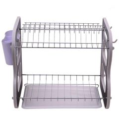 2 Tier Steel Chrome Plated Durable Dish Drainer Rack