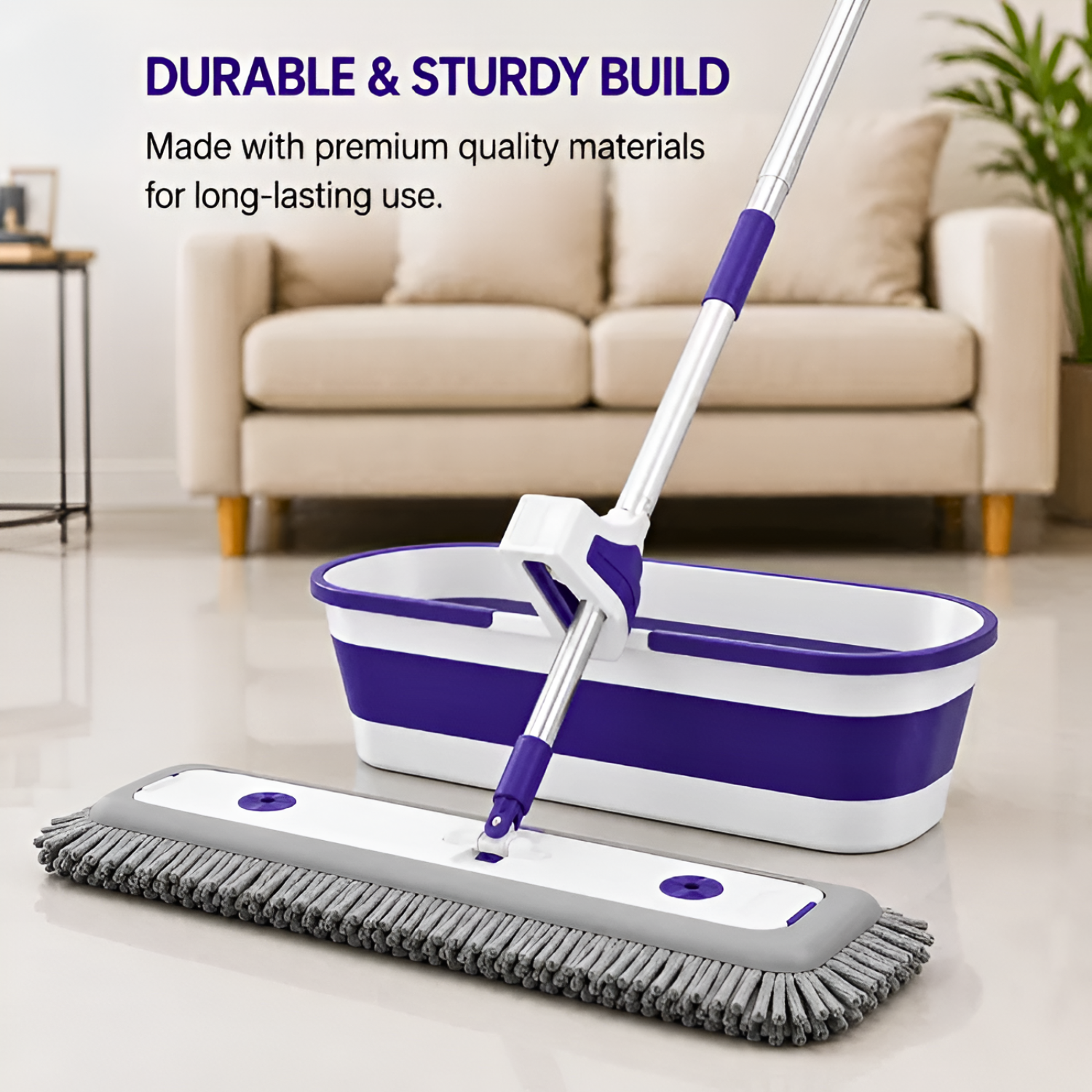 Foldable Flat Mop Bucket Set with Self Wringing Microfiber Cleaner