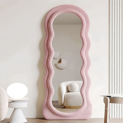 Wavy Irregular Shaped Luxury Full Length Vertical Floor Mirror