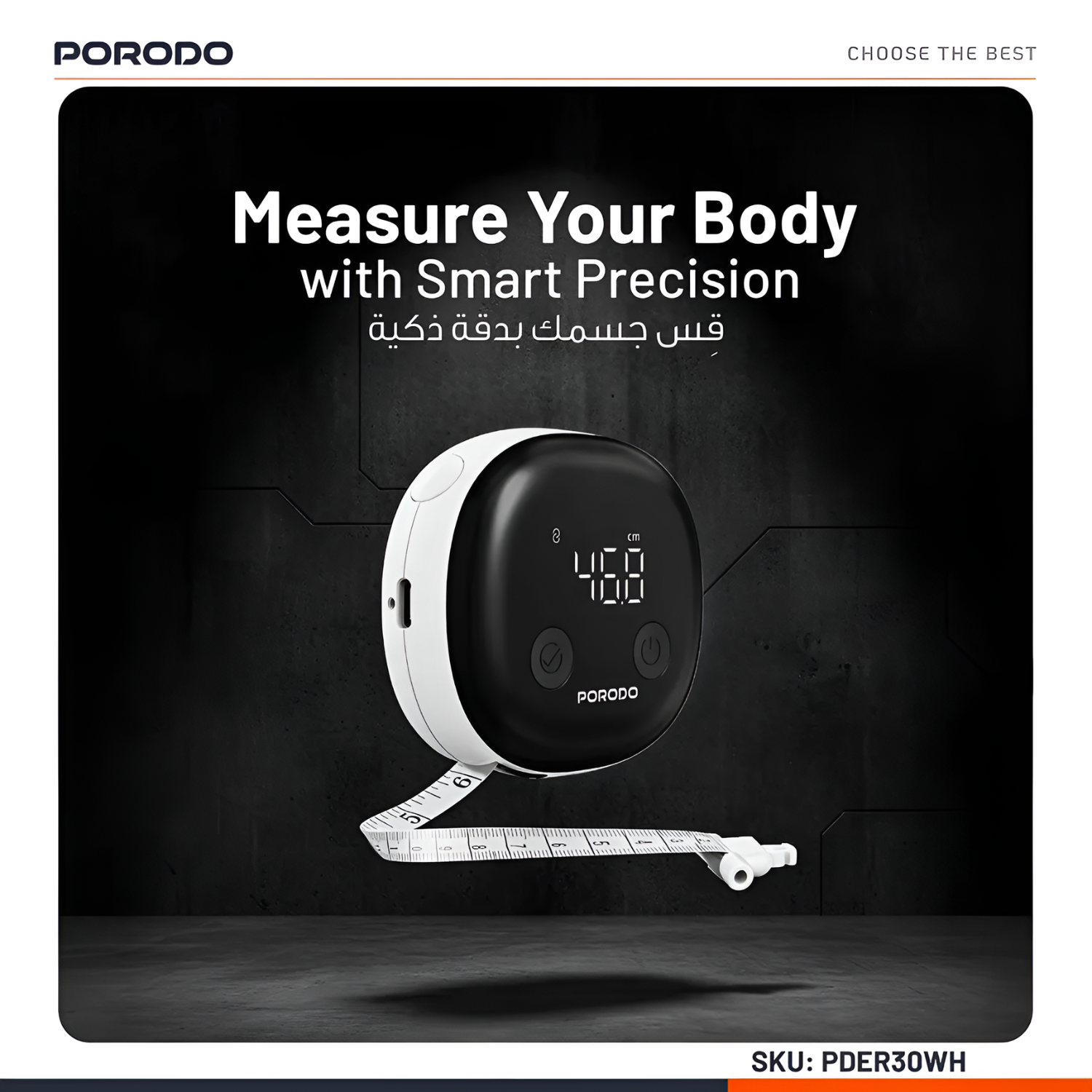 Porodo Metric Smart Body Measuring Tape with Bluetooth