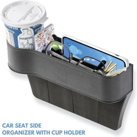 Car Driver Seat Side Gap Storage Organizer Box with Cup Holder