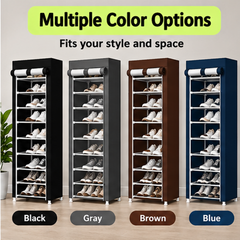 10 Layer Freestanding Shoe Rack with Dustproof Cover