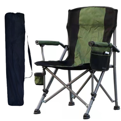 Explorer Outdoor Folding Camping Chair with Side Pocket, Cushion Armrests and Cup Holder