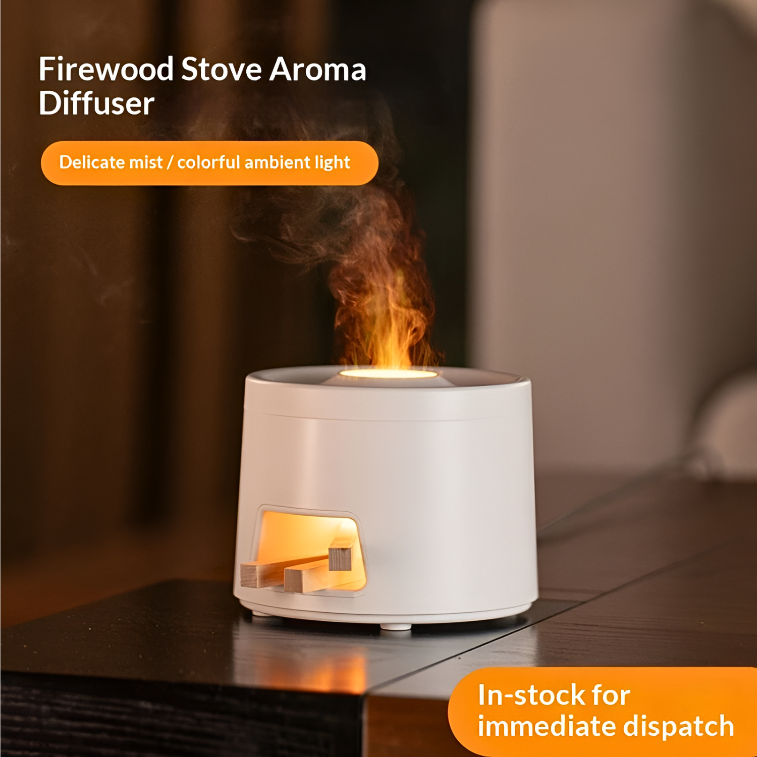 Retro Firewood Flame Stove Aroma Diffuser Humidifier 180ml
