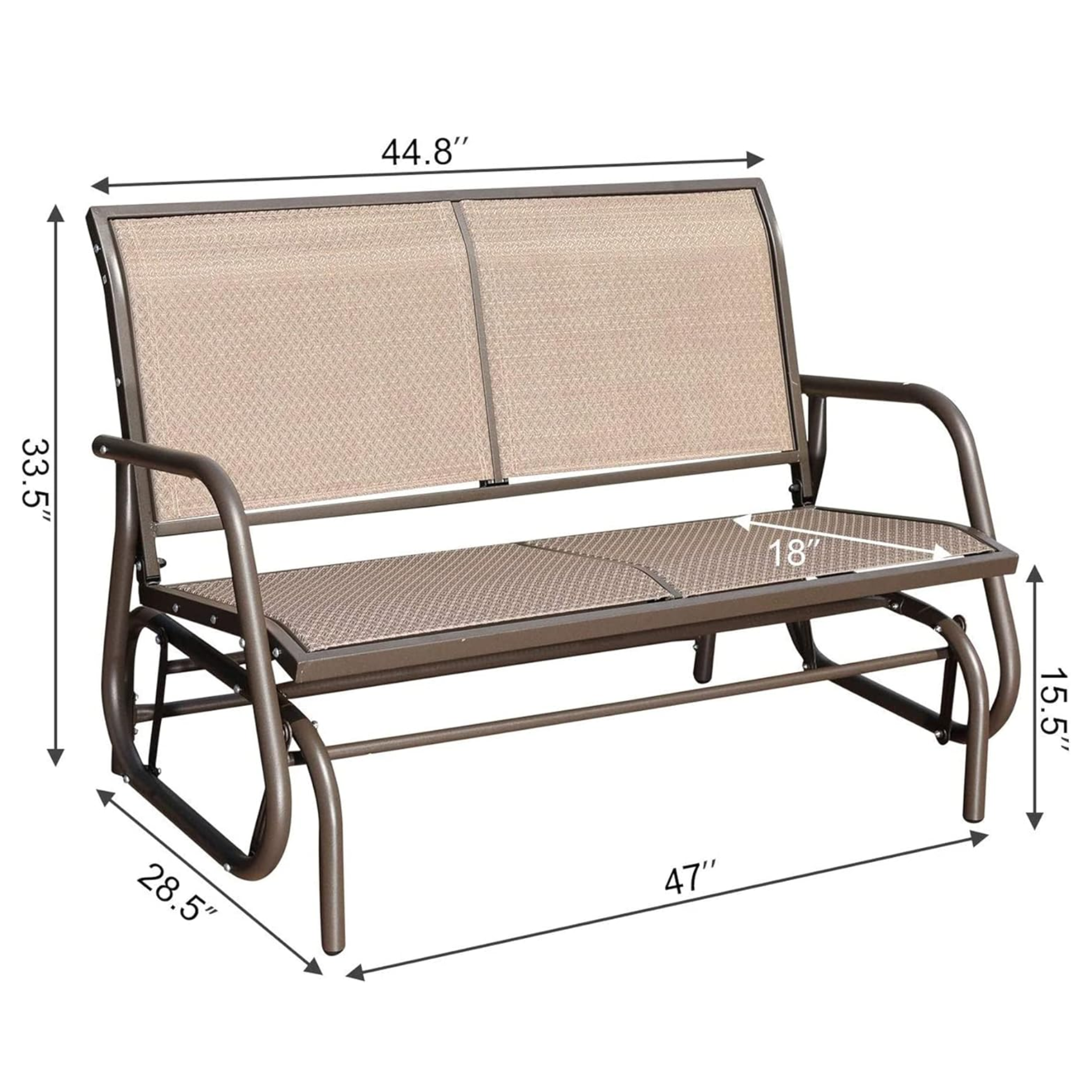 Outdoor Patio Garden Steel Rocking Chair Loveseat, 2 Person Swing Glider Chair