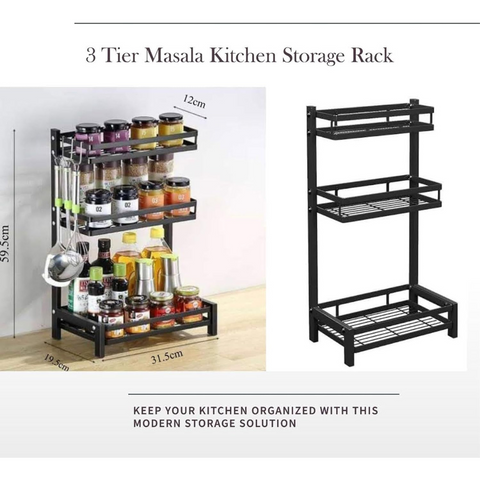 3 Layer Countertop Stainless Steel Spices Organizer Storage Rack for Kitchen