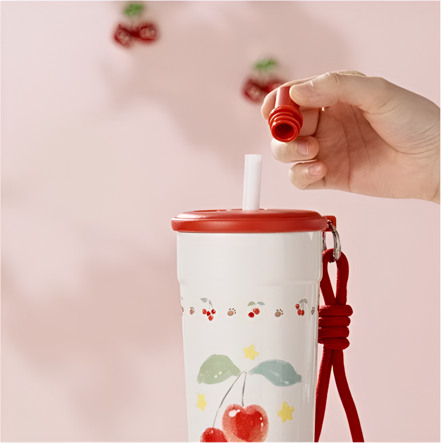 Diller 700ML Cherry Double Wall Vacuum Insulated Stainless Steel Travel Tumbler Cup