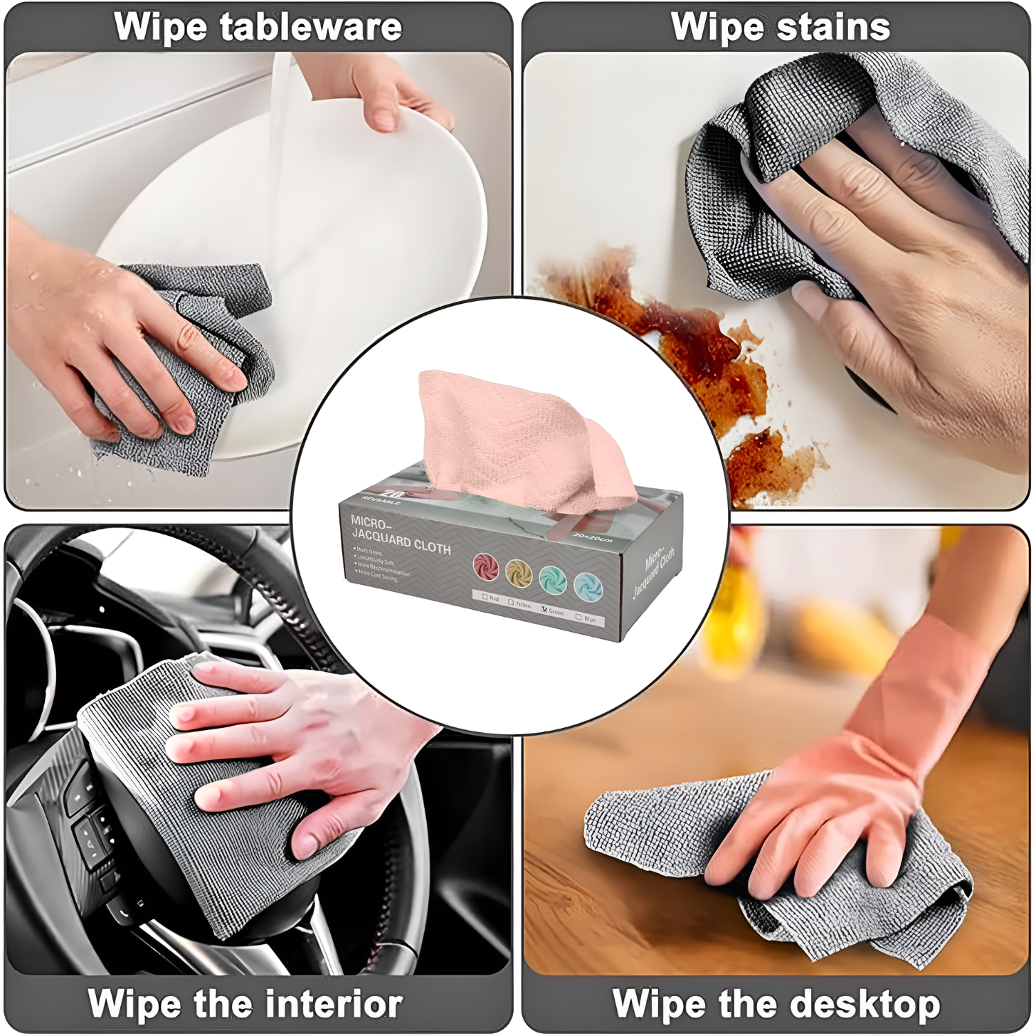 20 Pcs/Box Micro Jacquard Disposable Kitchen Cleaning Cloth, Reusable and Washable Cleaning Wipes