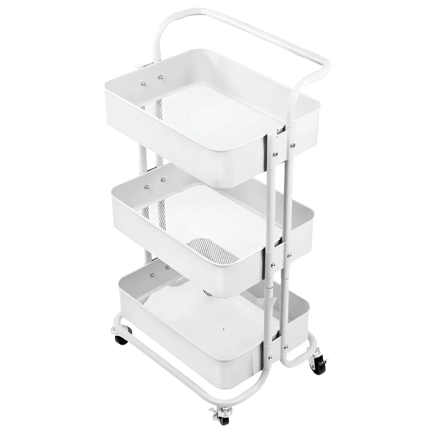 3 Tier Baskets Trolley Cart Organizer Rack with Swivel Wheels for Kitchen, Pantry, Bathroom and Living Room