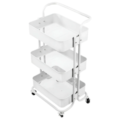 3 Tier Baskets Trolley Cart Organizer Rack with Swivel Wheels for Kitchen, Pantry, Bathroom and Living Room