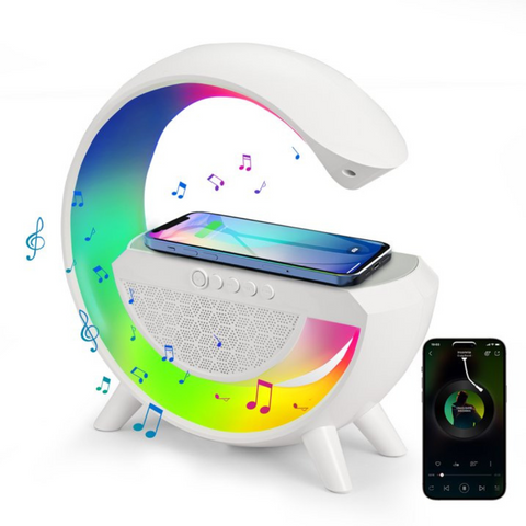 Portable Wireless Charger Bluetooth Speaker with LED Atmosphere Night Light