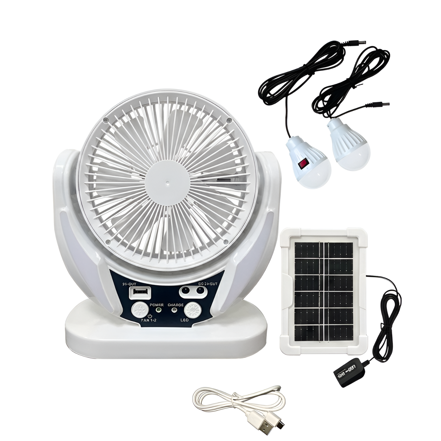 Rechargeable Solar Powered Desk Fan with Extra LED Lighting