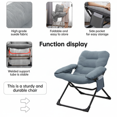 Lazy Lounge Chair Recliner Sofa, Cushioned Relaxing Chair with Side Pocket & Arm Rest