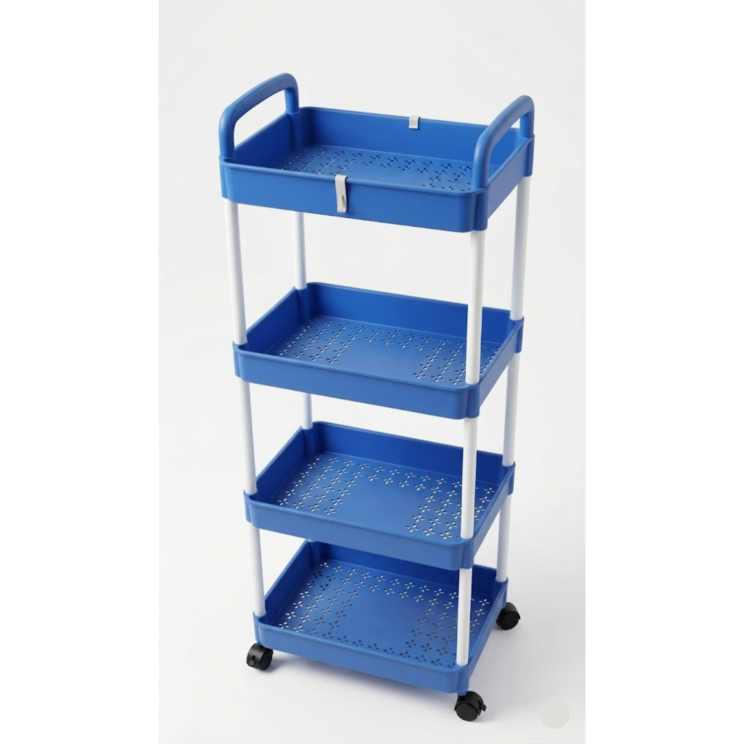 4 Tier Multipurpose Kitchen Trolley Rack with Wheels Blue